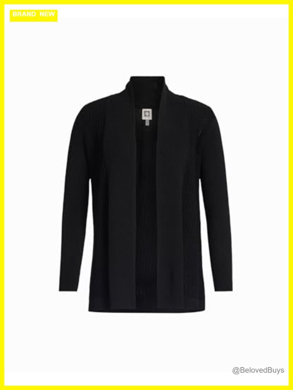 Anne Klein Rib Front Cardigan Long Sleeve Button Shawl Neck Knit